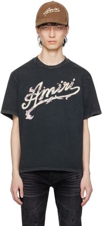 Amiri T-shirt noir à logo modifié
