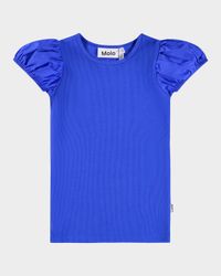 Girl's Raluca Ribbed Puff-Sleeve T-Shirt, Size 3T-6