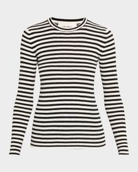 Vivian Striped Long-Sleeve Cashmere T-Shirt