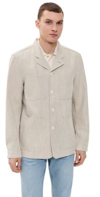 Alex Mill Arthur Work Jacket In Cotton Linen Twill Flax Ivory L