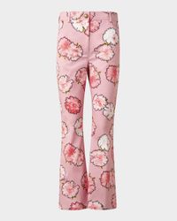 Cali Carnation-Print Stretch Denim Kickflare Pants