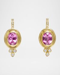 18K Pink Tourmaline Classic Temple Earrings