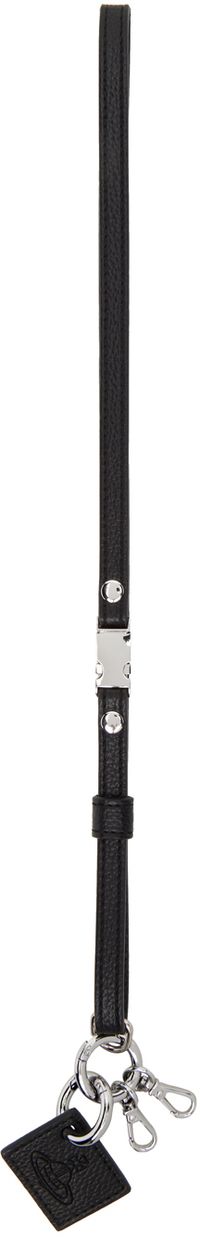 Vivienne Westwood Black Re-Vegan Lanyard Tag Keychain