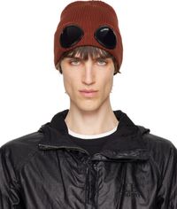C.P. Company Burgundy Cotton Goggle Beanie