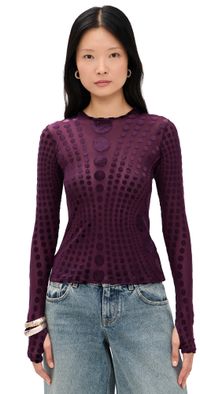 AFRM Kaylee Burnout Velvet Top Cab Tonal Dot M