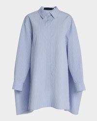 Isla Striped Cotton-Silk Poplin Cape Mini Shirtdress