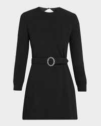 Wool-Cotton Belted A-Line Mini Dress