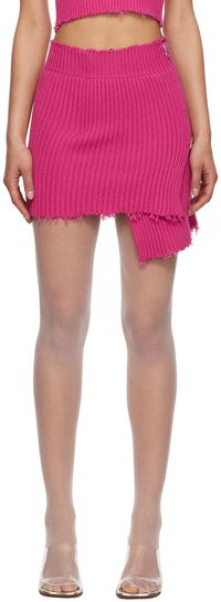 MM6 Maison Margiela Pink Distressed Miniskirt