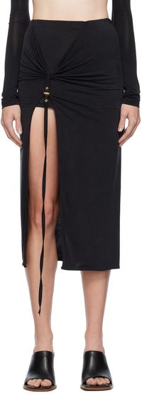 JACQUEMUS Jupe midi de style paréo Croissant noire - Le chouchou