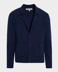 Men's Worsted Cashmere Knit Patch-Pocket Blazer