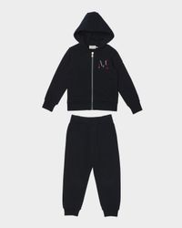 Boy's Embroidered M Hoodie & Joggers, Size 8-10