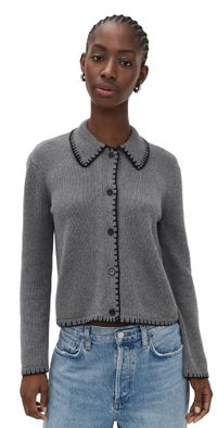 RAILS Rayleen Cardigan Charcoal Black Blanket Stitch M