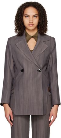 GANNI Gray Drapey Blazer