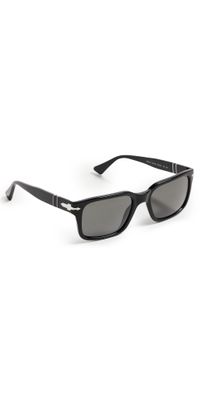 Persol Officina Rectanguler Polarized Sunglasses Black/Polar Dark Grey One Size