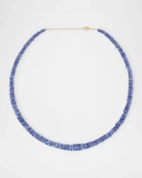 Fancy-Cut Tanzanite Necklace in 14K Yellow Gold, 17.5"L