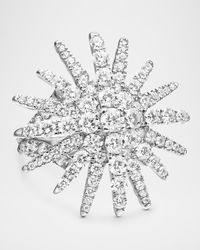 Starburst 18k White Gold Statement Ring with Diamonds