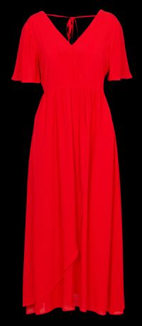 Sud Express - Robe longue évasée Col V - Taille L - Rouge