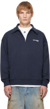 Axel Arigato Pull molletonné Remi bleu marine à demi-glissière