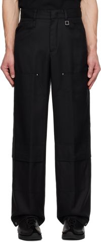 WOOYOUNGMI Pantalon cargo noir en laine à empiècement aux genoux