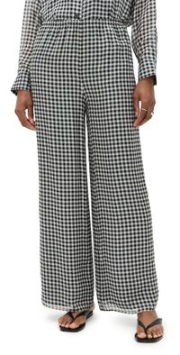 La Ligne Brigitte Silk Pants Black Gingham L