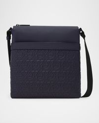 Men's Gancini Embossed Leather Crossbody Bag
