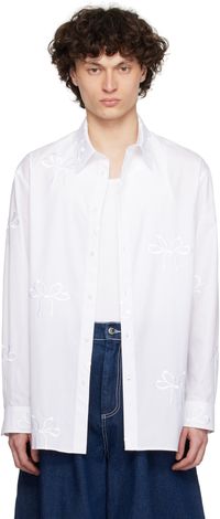 Simone Rocha White Cotton Bow Easy Shirt