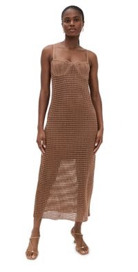 Dress To Crochet Shell Midi Dress Gold L