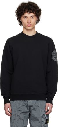Stone Island Black Cotton Fleece Sweatshirt
