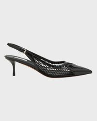 Mesh Heart-Toe Slingback Pumps