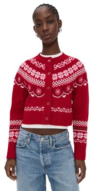 LoveShackFancy Shantae Cardigan Red Velvet Truffle S