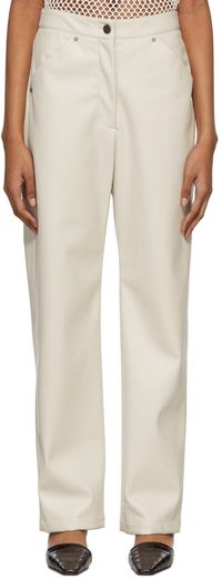 DEVEAUX NEW YORK Off-White Vegan Leather Eve Trousers