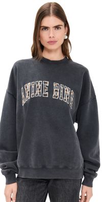 ANINE BING Miles Anine Bing Leopard Sweatshirt Washed Black L