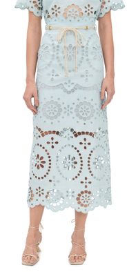 Zimmermann Awaken Embroidered Skirt Mint 2