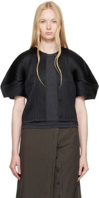 PLEATS PLEASE ISSEY MIYAKE Black Monthly Colors April Cardigan