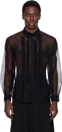 Simone Rocha Chemise Prom noire en tulle transparent à garniture à volants
