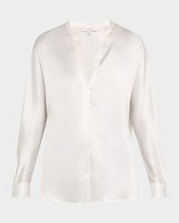 Silk Band-Collar Blouse
