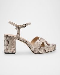 80mm Dayna Snake-Embossed Leather Platform Sandals