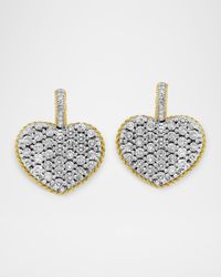 18K Two Tone Heart Earrings with Diamonds