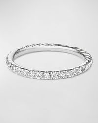 Cable Collectibles Stack Ring with Diamonds in 18K White Gold, 2mm