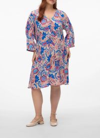 Vero Moda Curve - Robe courte Col V imprimée - Taille 48 - Beige