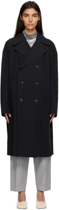 MM6 Maison Margiela Black Pinstripe Coat