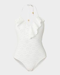 Eyelet Ruffle One-Piece Swimsuit