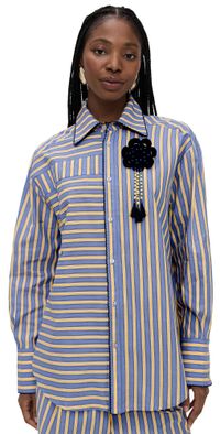 De Loreta Oriente Blouse Mix Blue Stripes S