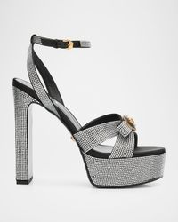 Gianni Ribbon Crystal Leather Platform Sandals