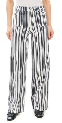 FRAME Le Slim Palazzo Modernist Pocket Jeans Navy Stripe 26