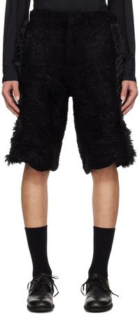 Comme des Garçons Homme Plus Short noir en fil bouclé brossé