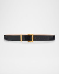 Perfume Striped Patent Leather Belt