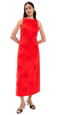 English Factory Bow Detailed Sleeveless Midi Dress Red L
