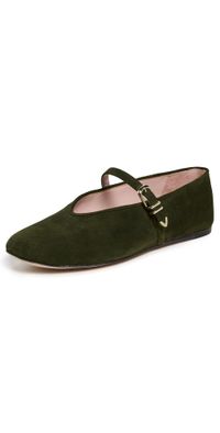 Favorite Daughter Margot Mary Jane Flats Moss Green 8.5
