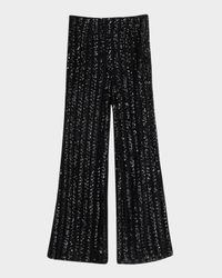 Stripe Sequined Wide Leg Trousers